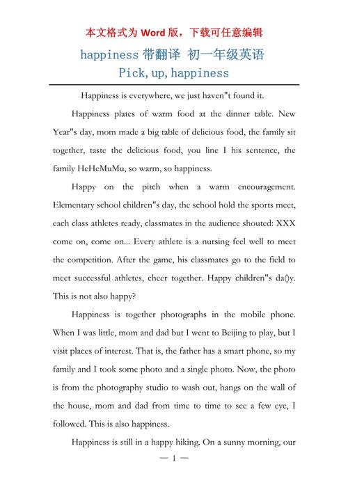 初中happiness 作文