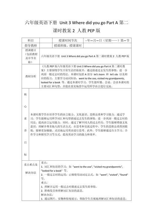 人教版小学六年级英语下册教案