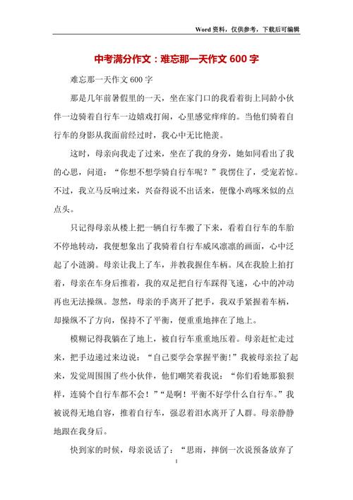 难忘的那一刻作文600字初中