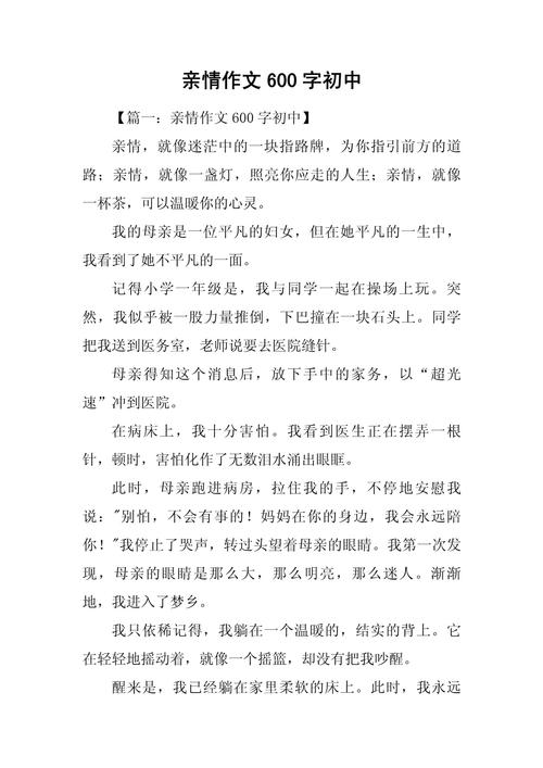 初中亲情作文600字优秀作文
