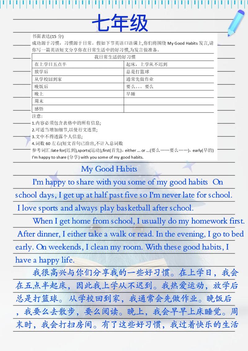 my habits初中作文