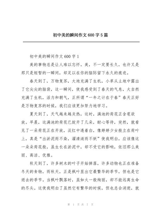 初中精彩的瞬间作文600字