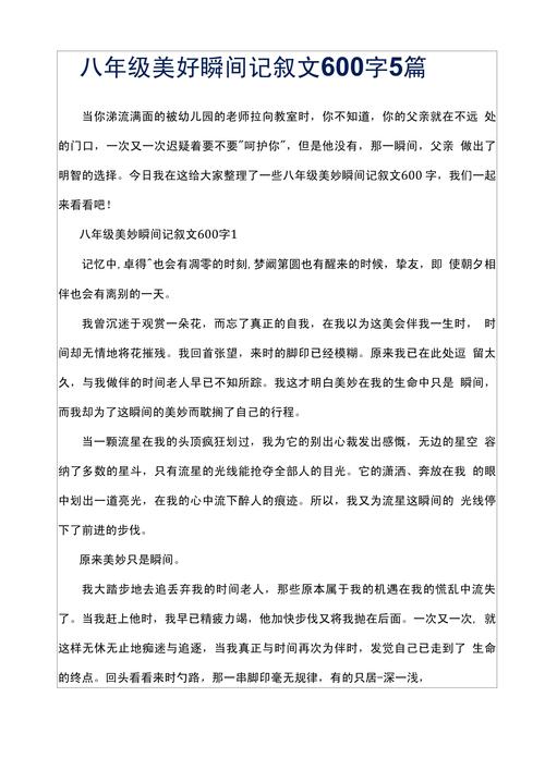 初中精彩的瞬间作文600字