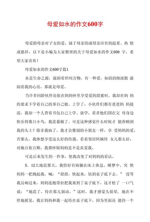 关于母爱的作文600字初中