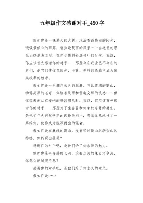 感谢对手作文450字初中