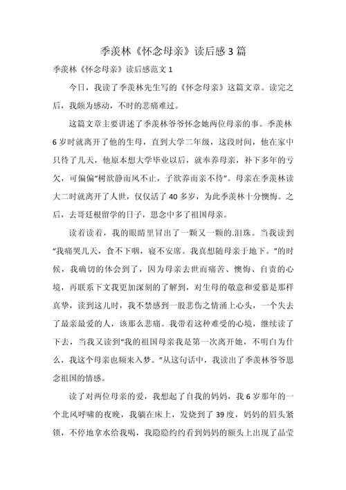 怀念母亲作文600字初中