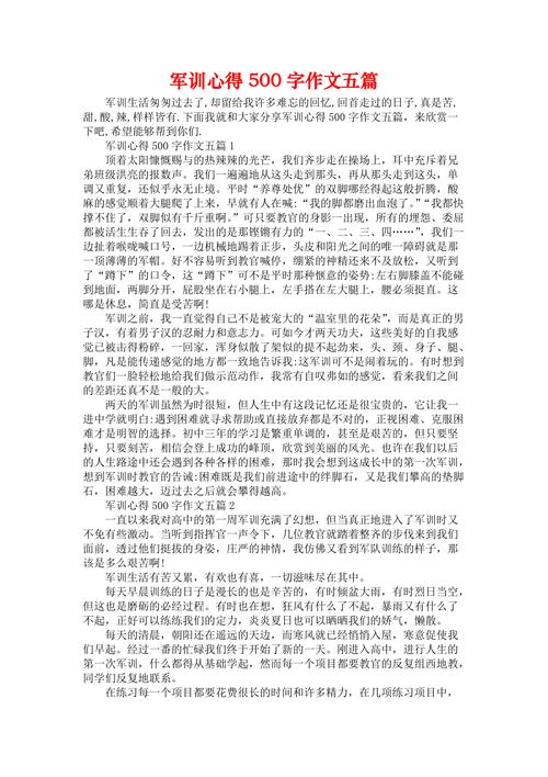 我的军训生活500字初中