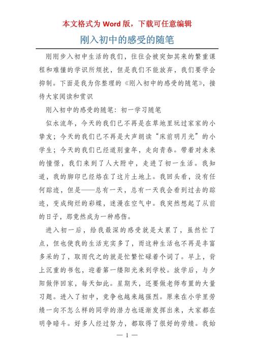 升入初中的感受作文300