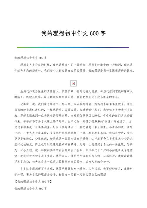 我的理想600字作文初中