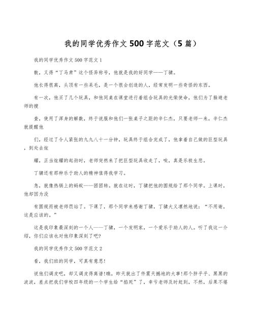 我的同学500字初中作文