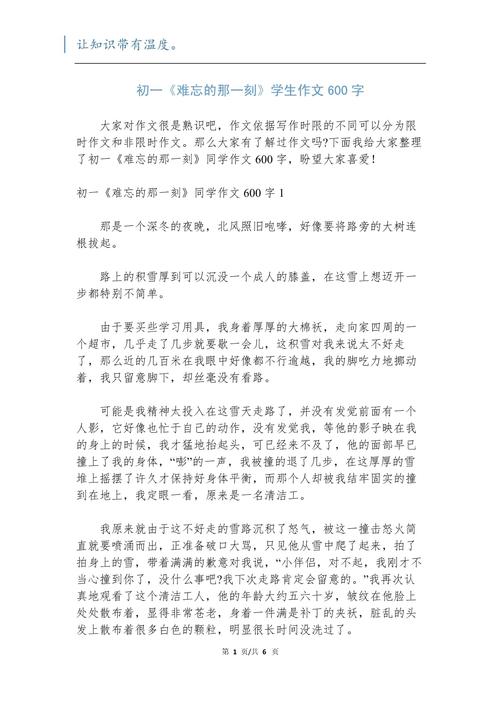 难忘的那一刻作文初中作文