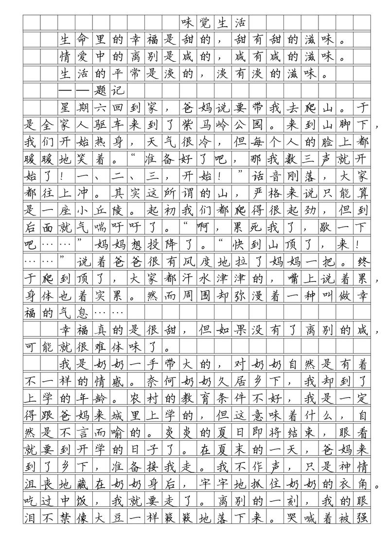 多味初中满分作文800字