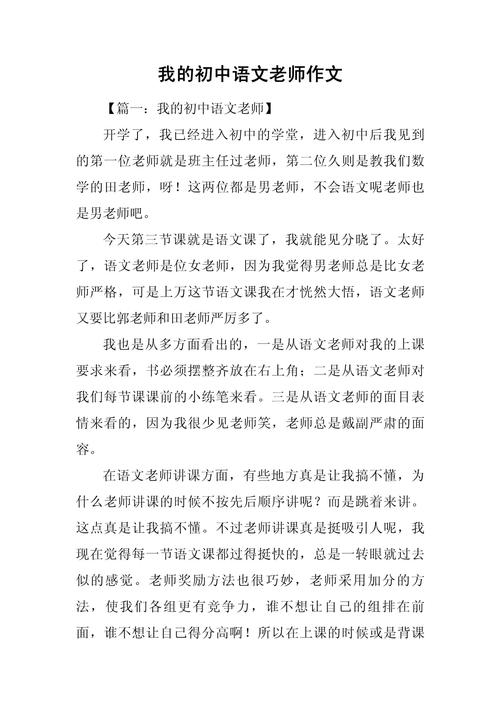 我的老师500字作文初中