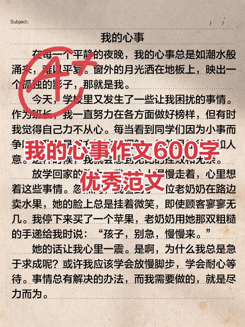 我的心事作文600字初中