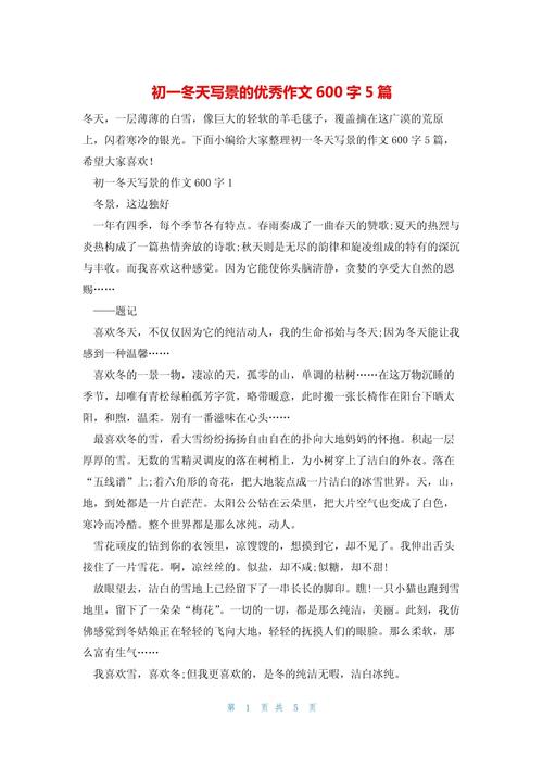 我爱冬季600字作文初中