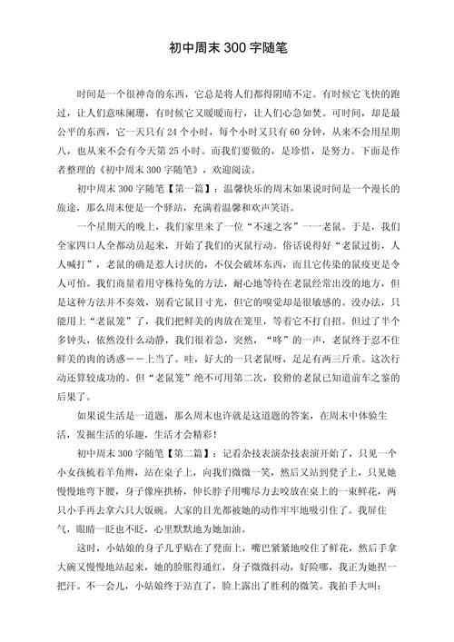 初中周末日记300字大全
