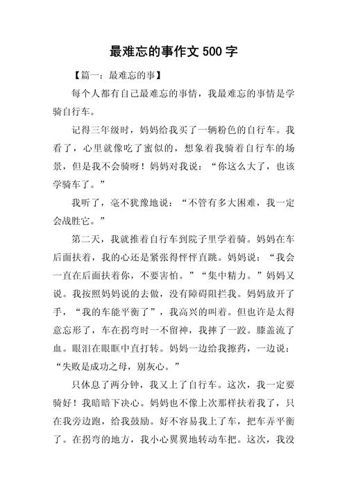 难忘的一件事500字初中