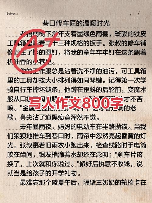 初中写人记事作文800字