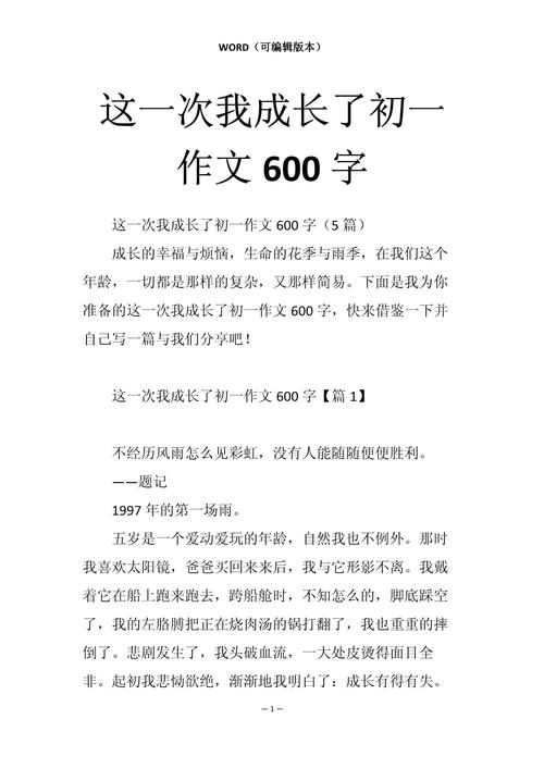 成长经历作文600字初中