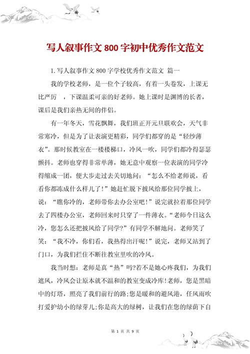 写人叙事作文800字初中