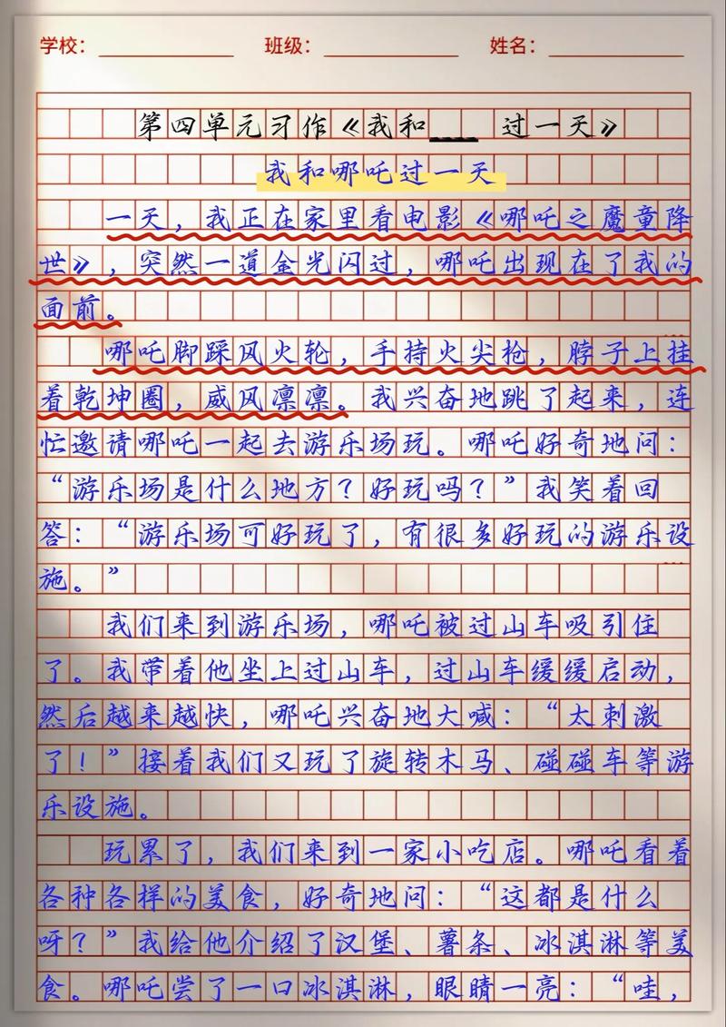 小学四年级上册第四单元作文