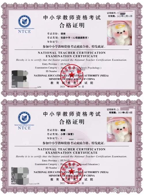 中小学教师资格考试合格证明