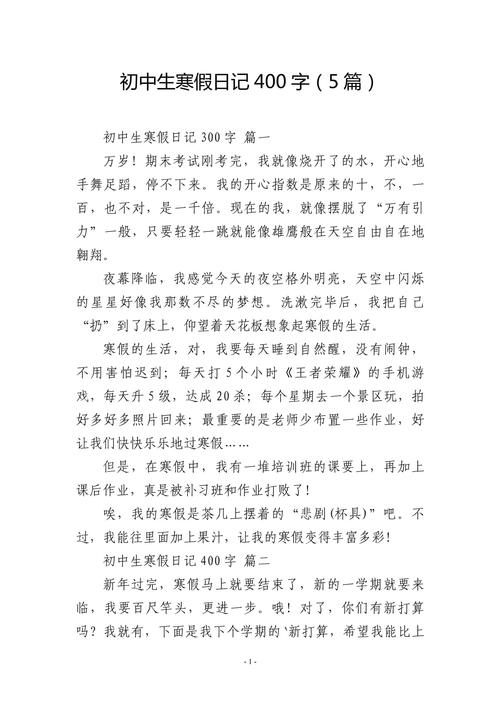 寒假里随笔400字初中