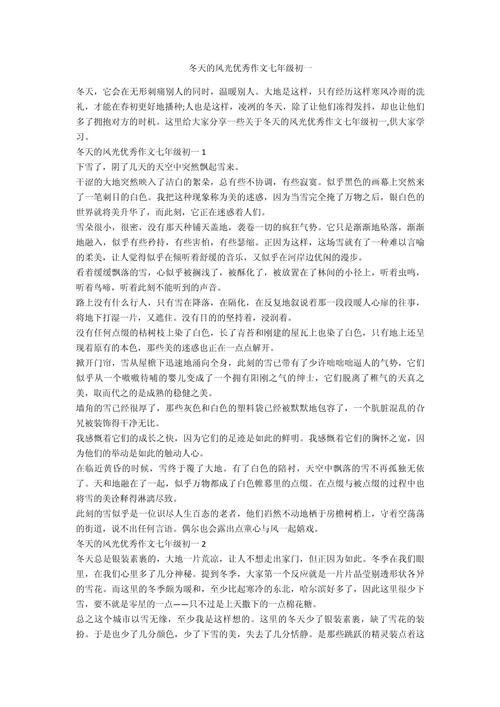 关于冬季美景的作文初中