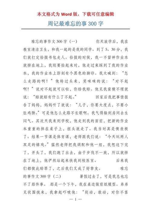 难忘的事情300字初中