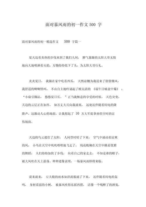 初中下大雨作文500字