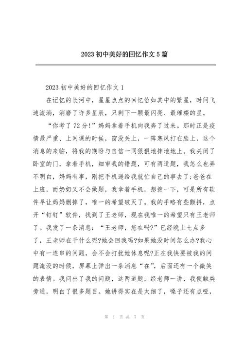 美好的回忆600字初中