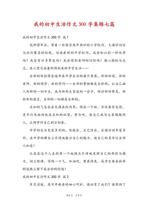 初中作文300字自定题