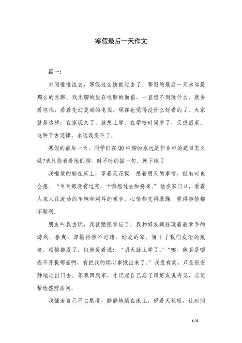 寒假最后几天 初中作文