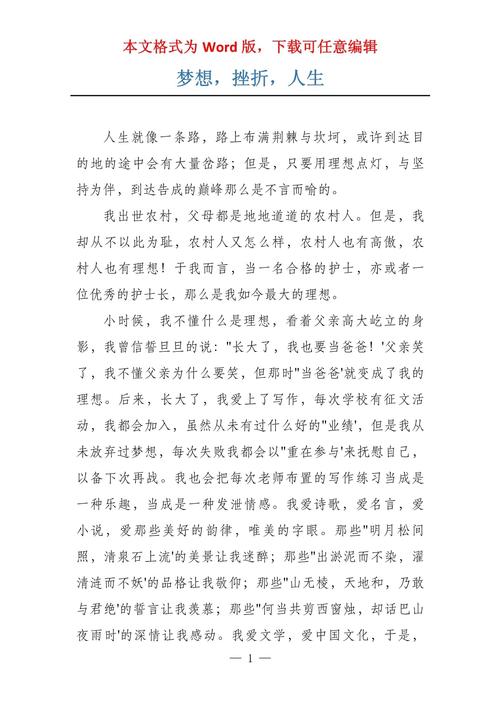 初中关于梦想挫折的作文