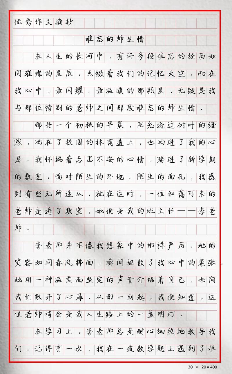 初中作文师生情700字