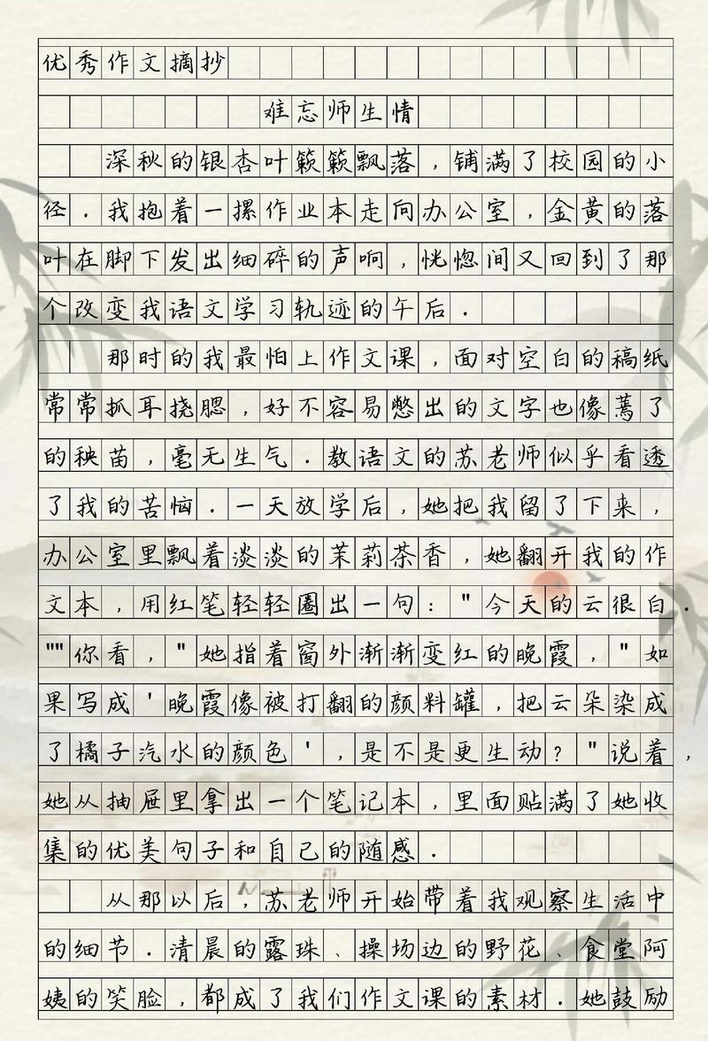初中作文师生情700字
