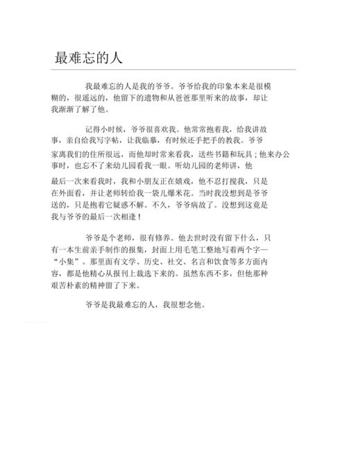 初中作文 最难忘得的人