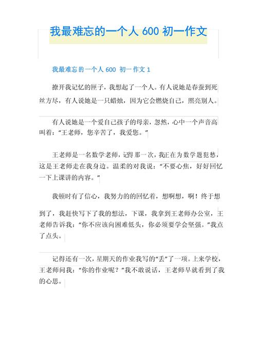 初中作文 最难忘得的人