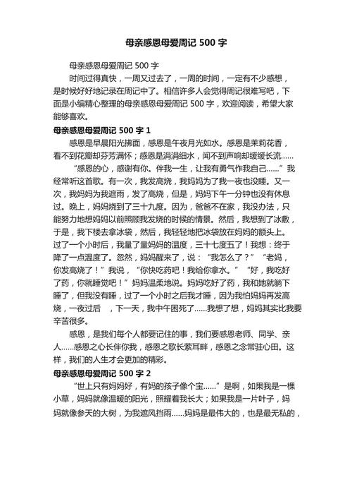母爱文作文500字初中