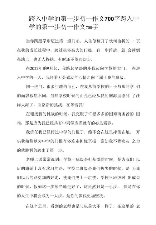 跨进初中的校门600字