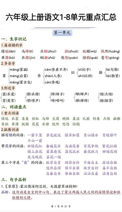 小学六年级语文总复习资料