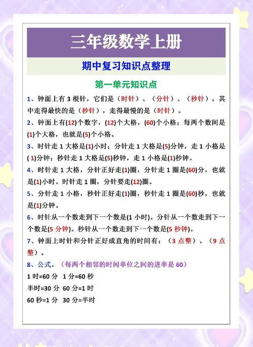 小学数学三年级上册知识点