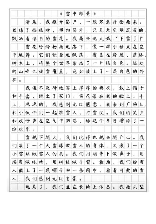 初中雪作文400字作文