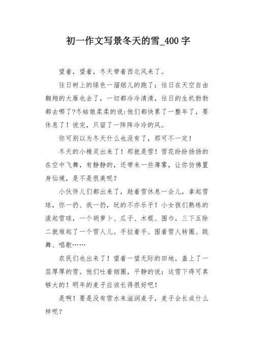 初中雪作文400字作文