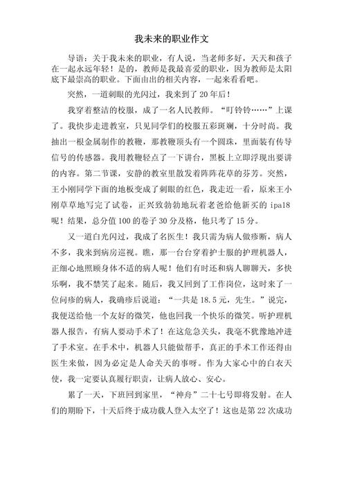 初中写职业500字作文