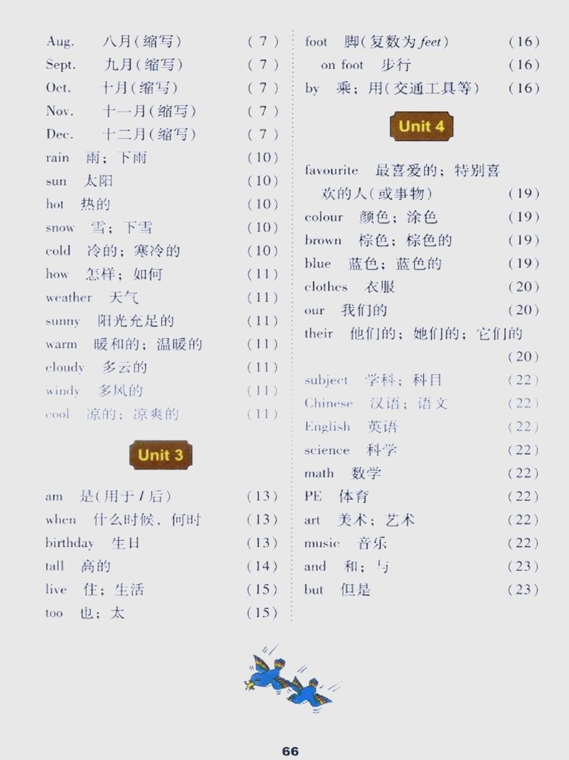 冀教版小学英语四年级下册