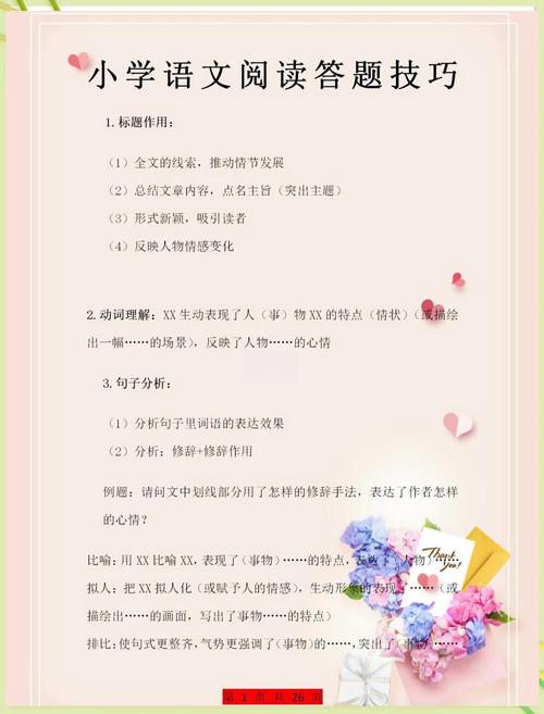 小学语文阅读理解答题技巧