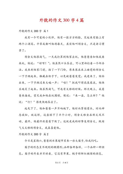 初中外貌描写片段300