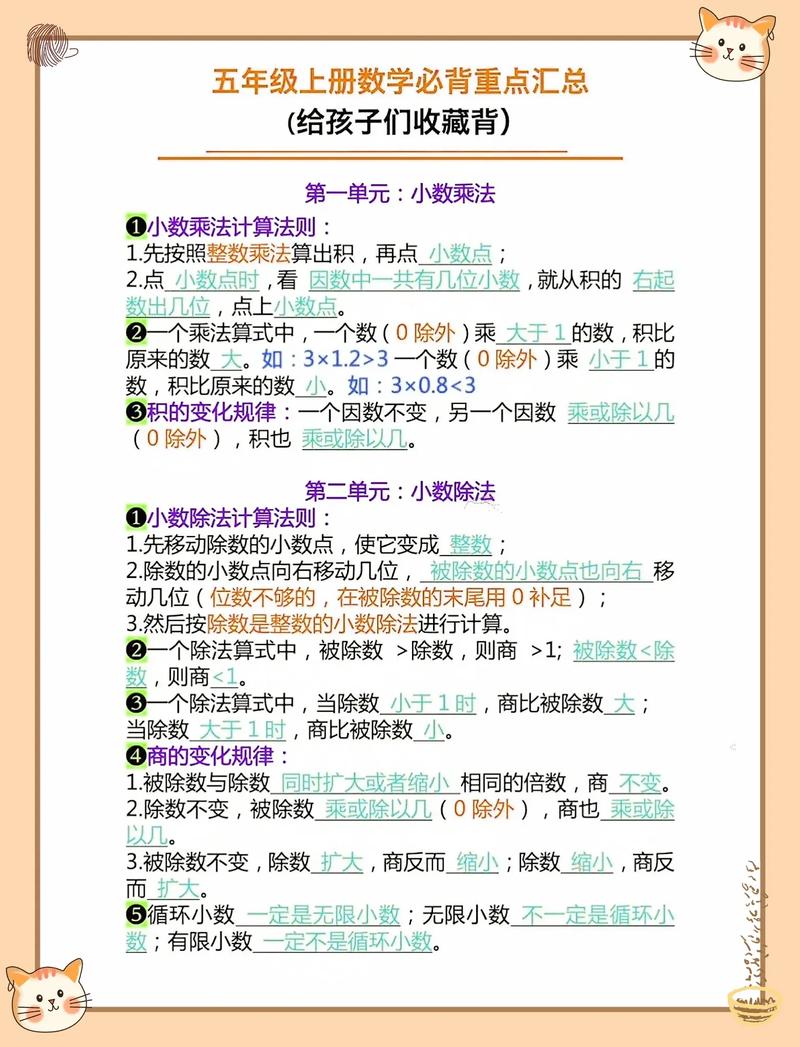 小学数学五年级上册知识点