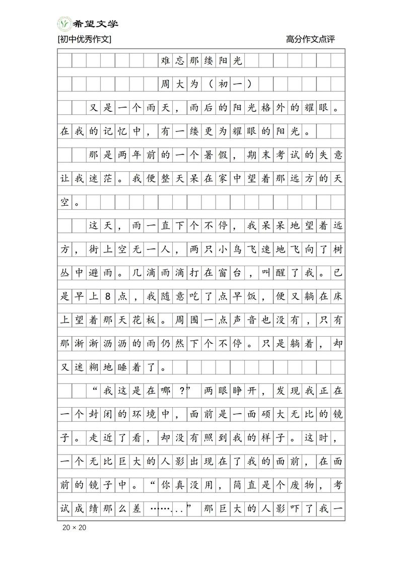 盛满阳光的箱子初中作文